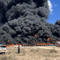 The Atkore United Poly Systems fire on Aug. 6, 2023. Health advocates want more data on the impact of climate change on human health in New Mexico from events such as fire, extreme heat, flooding and other weather events.(Photo courtesy of Albuquerque Fire Rescue)
